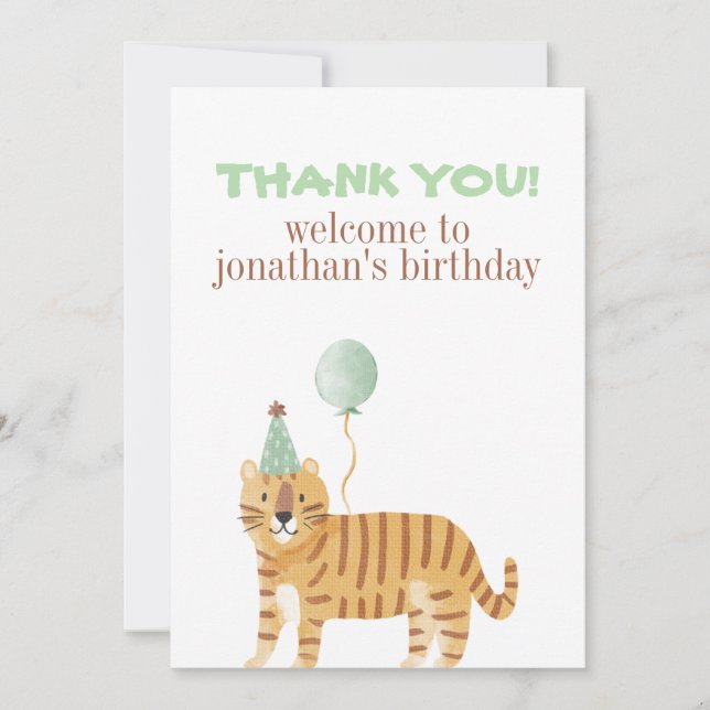 Cute Wild Animals Birthday Thank You Card (Front)