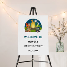 Cute Wild Animals Jungle Camping Birthday Welcome