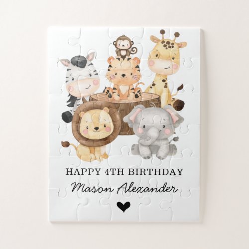 Cute Wild Animals Jungle Safari Birthday Gift Jigsaw Puzzle