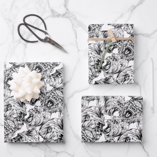 Cute Wild Animals Pattern Wrapping Paper Sheets (Front)
