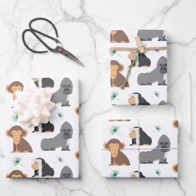 Cute Wild Animals Pattern Wrapping Paper Sheets (Front)