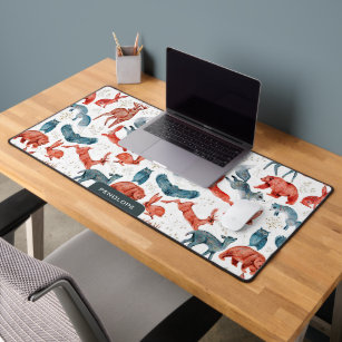 Cute wild animals seamless pattern desk mat