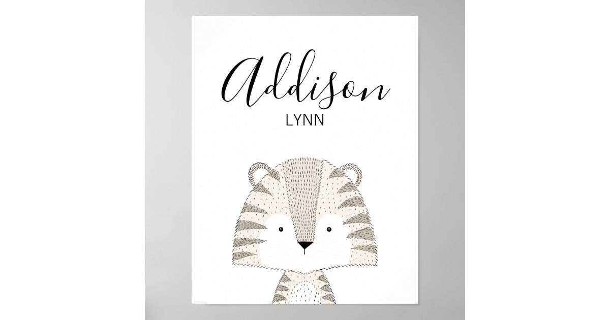 Cute Wild Animals Tiger Baby Name Nursery Print Zazzle Com Cute Wild Animals Tiger Baby Name Nursery Print Zazzle Com