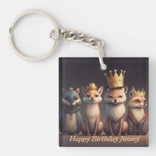 Cute wild animals wearing crowns keychain
