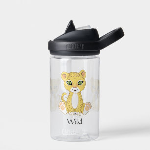 Cute Wild Baby Leopard on Clear Water Bottle