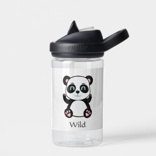 Cute Wild Baby Panda Bear on White Water Bottle