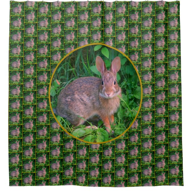 Cute Wild Brown Rabbit Nature Shower Curtain (Front)