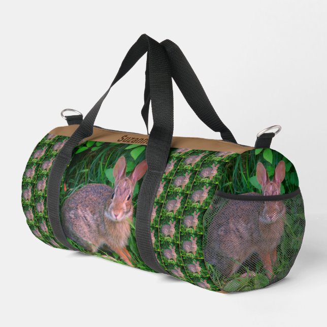 Cute Wild Brown Rabbit Personalized Animal  Duffle Bag (Right Corner)