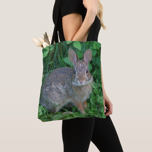 Cute Wild Brown Rabbit Wildlife Animal  Tote Bag (Close Up)