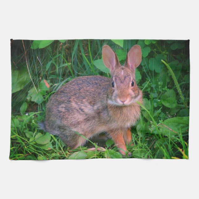 Cute Wild Brown Rabbit Wildlife  Kitchen Towel (Horizontal)