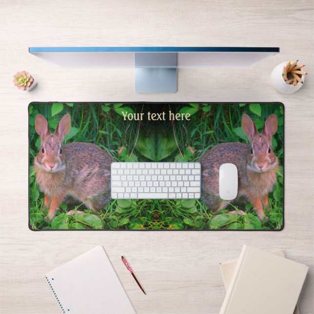 Cute Wild Brown Rabbit Wildlife Personalized Desk Mat (Office 1)