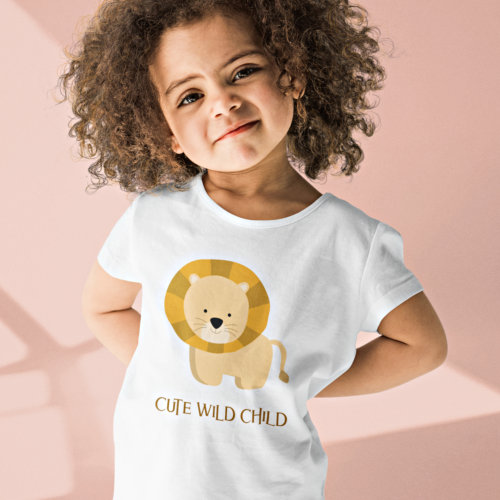 Cute Wild Child Lion Illustration T_Shirt