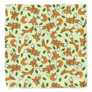 Cute Wild Fox and Leaf Pattern Bandana
