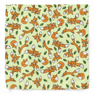 Cute Wild Fox and Leaf Pattern Bandana