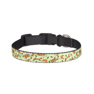 Cute Wild Fox and Leaf Pattern Pet Collar