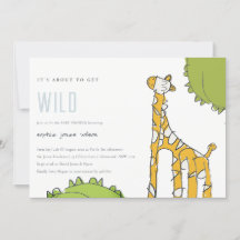 Cute Wild Giraffe Kid Drawn Baby Shower Invite