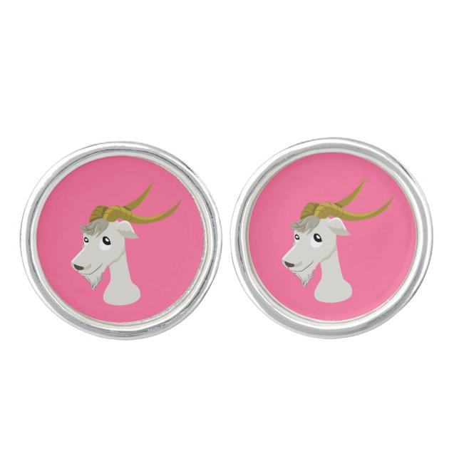 Cute wild goat cartoon cufflinks (Front)