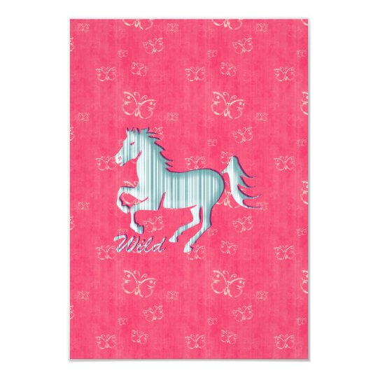 Cute Wild Horse with stripes and butterflies Card