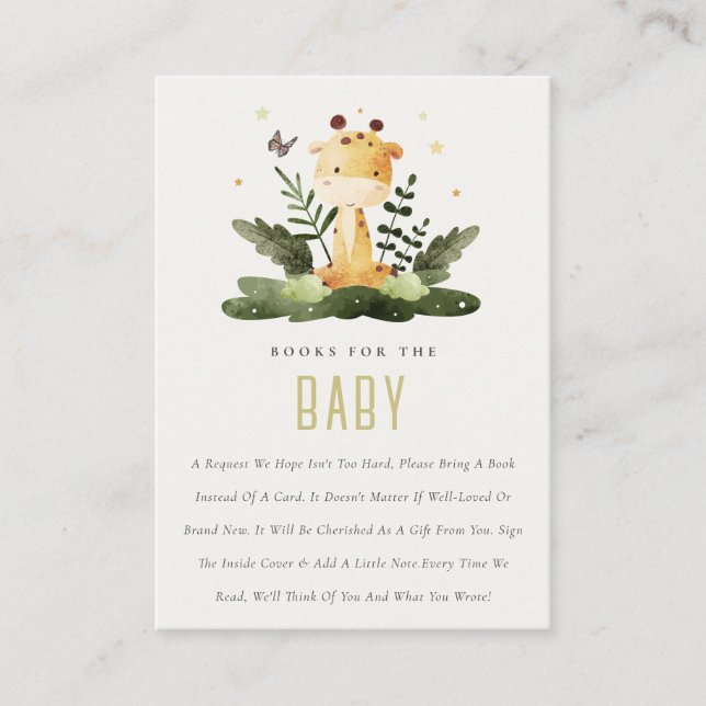 Cute Wild Jungle Animal Kids Books For Baby Shower Enclosure Card (Front)