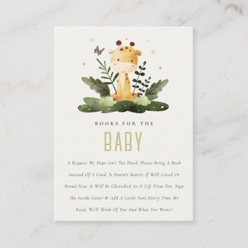 Cute Wild Jungle Animal Kids Books For Baby Shower Enclosure Card