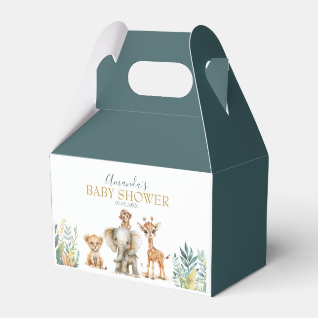 Cute Wild Jungle Animals Favor Boxes (Front Side)