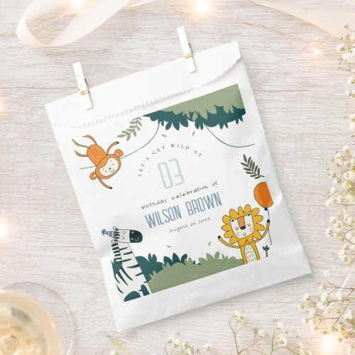 Cute Wild Jungle Animals Kids Any Age Birthday Favor Bag