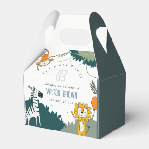 Cute Wild Jungle Animals Kids Any Age Birthday Favor Boxes