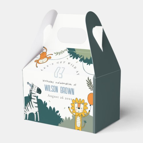 Cute Wild Jungle Animals Kids Any Age Birthday Favor Boxes