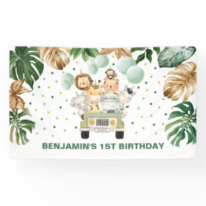 Cute Wild Jungle Safari Animals Birthday Parade Banner