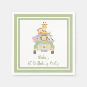 Cute Wild One Animal Safari 1st Birthday Party Napkins