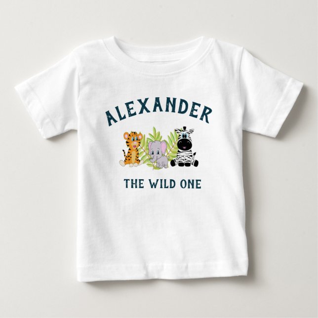 Cute Wild One Baby Boy 1st Birthday Baby T-Shirt (Front)