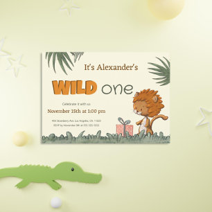 Cute Wild One First Birthday Invitation