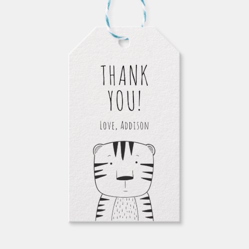 Cute Wild One First Birthday Tiger Black White Gift Tags
