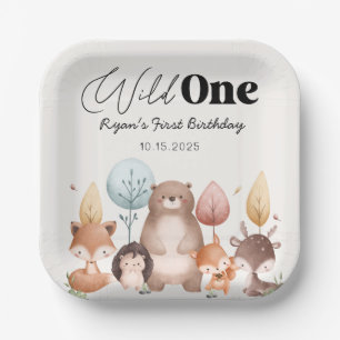 Cute Wild One Forest Woodland Animals Birthday  Paper Plates