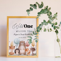 Cute Wild One Forest Woodland Animals Birthday 