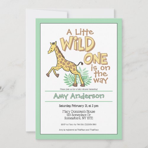 Cute Wild One Is on the Way Giraffe Baby Shower Invitation