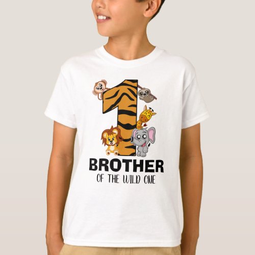 Cute Wild One Jungle Animal Safari Brother Zoo T_Shirt