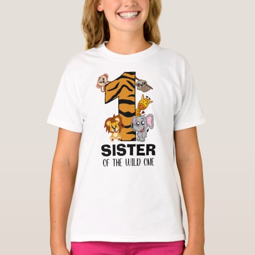 Cute Wild One Jungle Animal Safari Sister Zoo T_Shirt