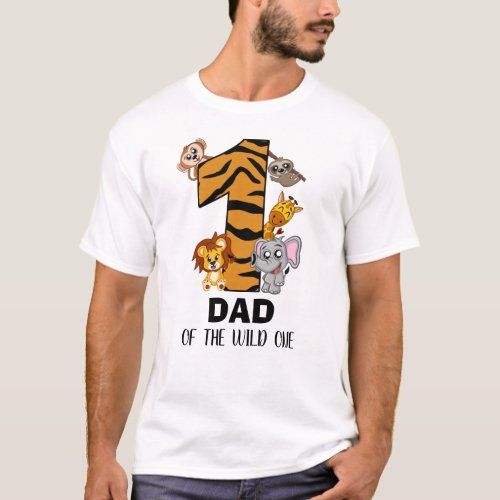 Cute Wild One Jungle Animal Safari Zoo Dad T_Shirt