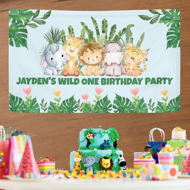 Cute Wild One Jungle Safari Animal Birthday Banner (Creator Uploaded)