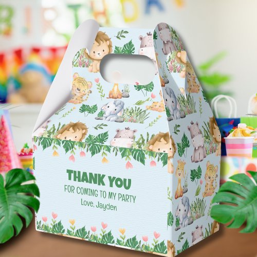 Cute Wild One Jungle Safari Animal Birthday  Favor Boxes