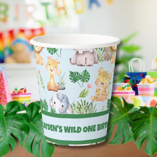 Cute Wild One Jungle Safari Animal Birthday Paper Cups