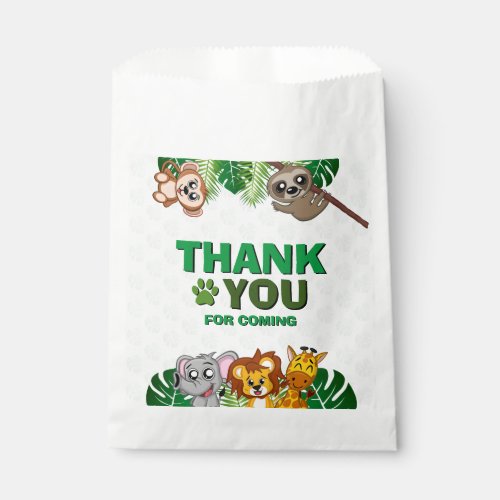 Cute Wild One Jungle Safari Animal Birthday Thanks Favor Bag