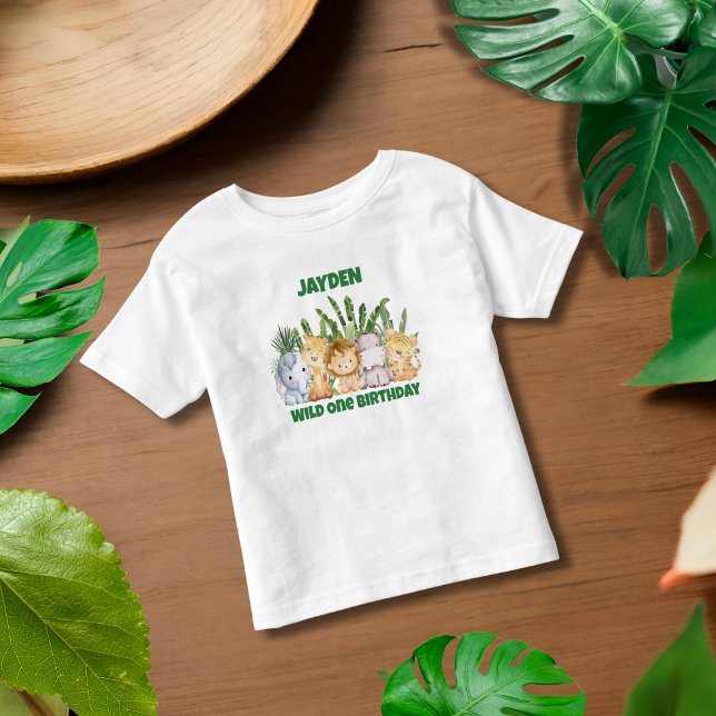 Cute Wild One Jungle Safari Animal Birthday Toddler T-shirt (Creator Uploaded)
