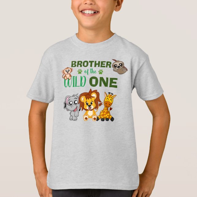 Cute Wild One Jungle Safari Animal Brother Zoo T-S T-Shirt (Front)