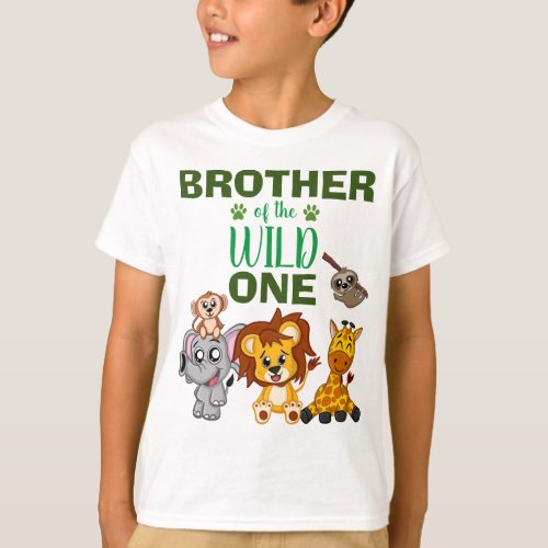 Cute Wild One Jungle Safari Animal Brother Zoo T_Shirt