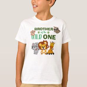 Cute Wild One Jungle Safari Animal Brother Zoo T-Shirt