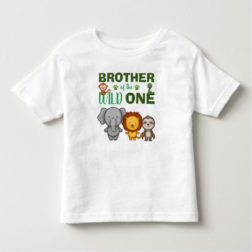 Cute Wild One Jungle Safari Animal Brother Zoo Toddler T_shirt