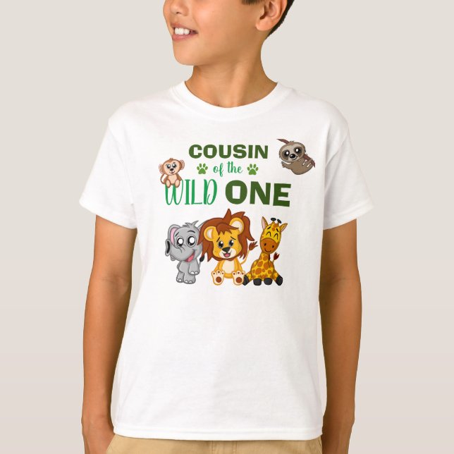 Cute Wild One Jungle Safari Animal Cousin Zoo T-Shirt (Front)