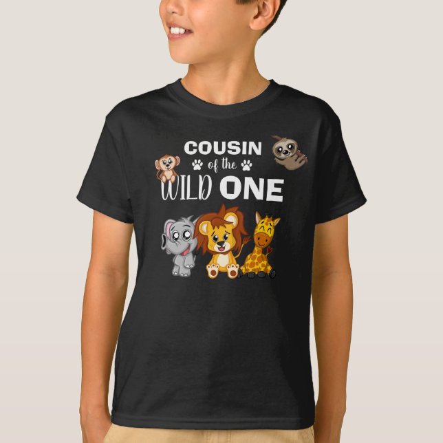Cute Wild One Jungle Safari Animal Cousin Zoo T-Shirt (Front)